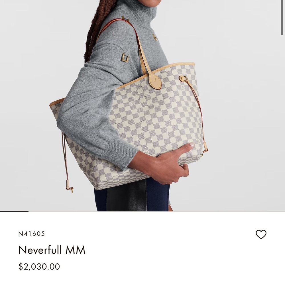 Louis Vuitton Neverfull Rose Ballerine MM White
Damier Azur Canvas